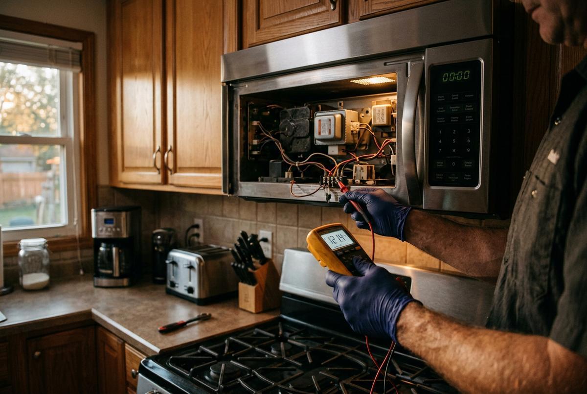 Microwave Repair technician at work